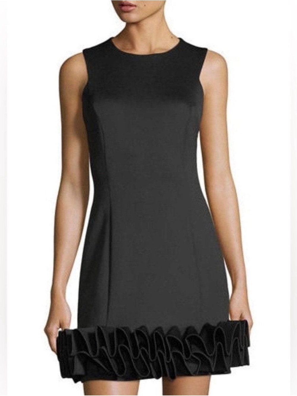 Super Chic! Classic Black Sleeveless Ruffle-Hem Cocktail Dress Maia Sz 0